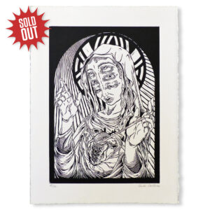 Le Coeur Serré de Marie - Linogravure